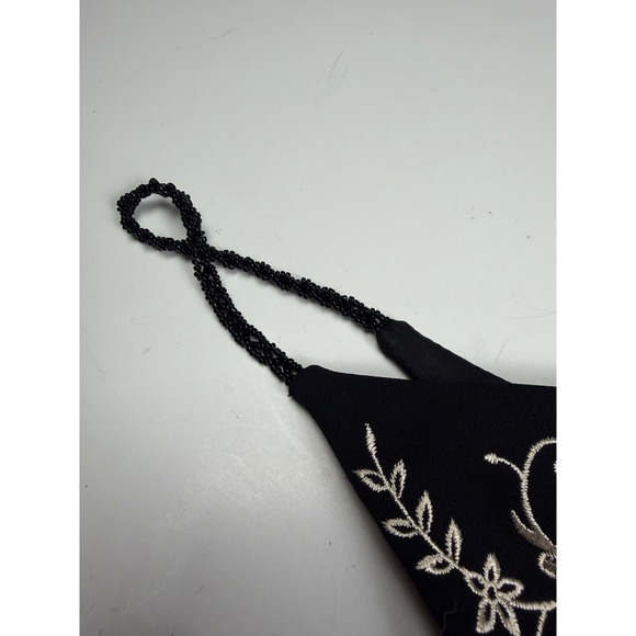 Black Embroidered Fitted Sheath Dress Spaghetti Beaded Straps 8 Cocktail Formal - Picture 3 of 10